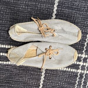 Soludos Cream Espadrille Flats with Tan Accents